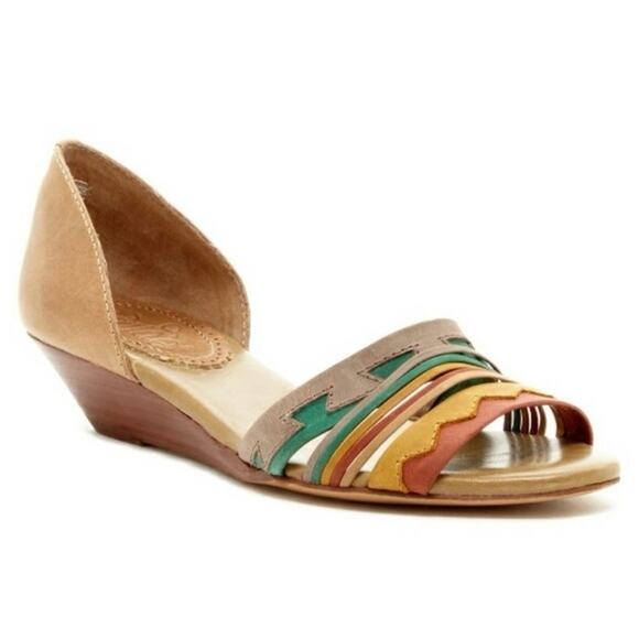 Anthropologie Latigo Colorful Leather Southwestern Pancho Wedge Sandal Size 10 - Picture 1 of 14